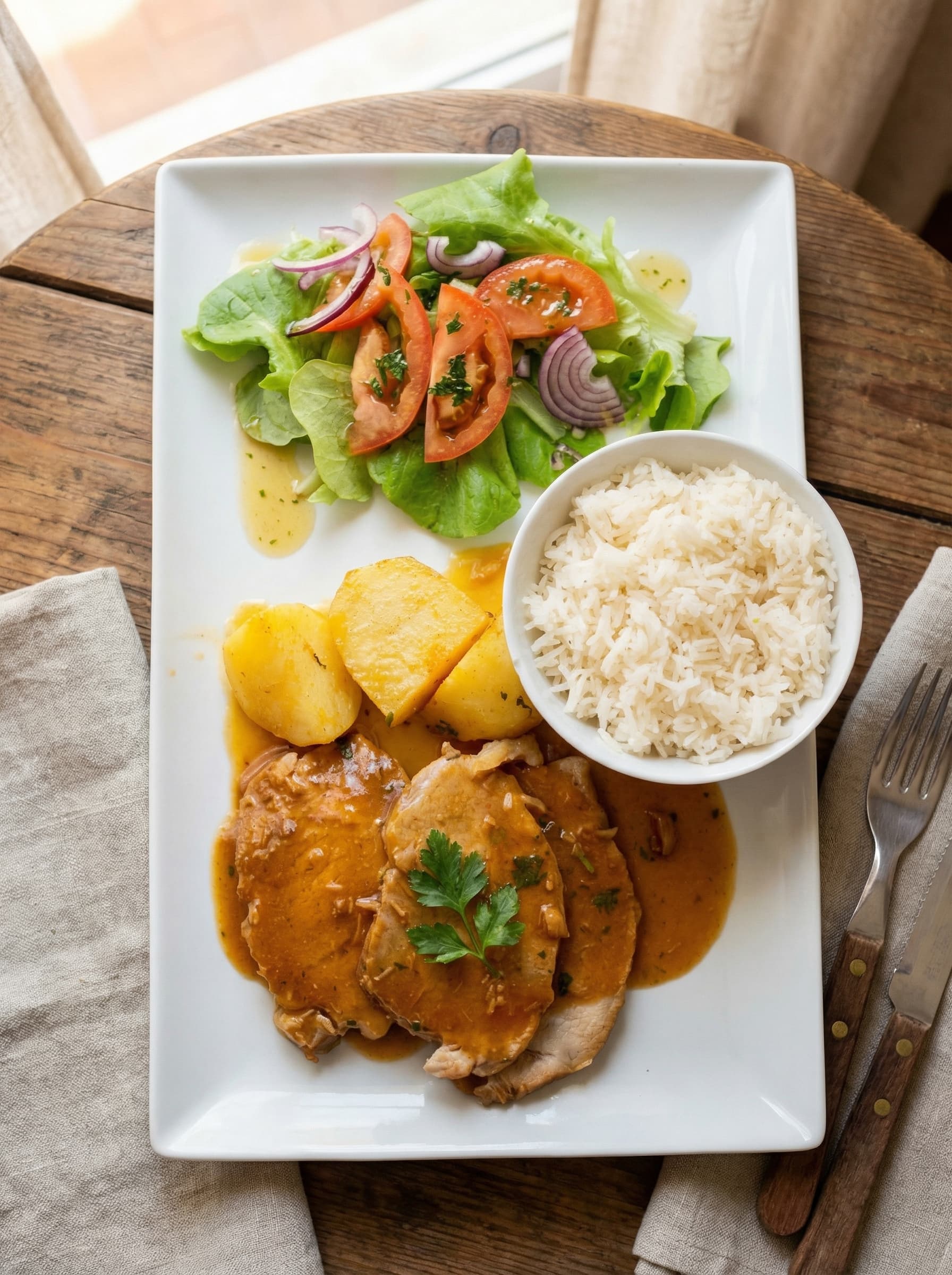 Poulet en sauce avec pommes de terre